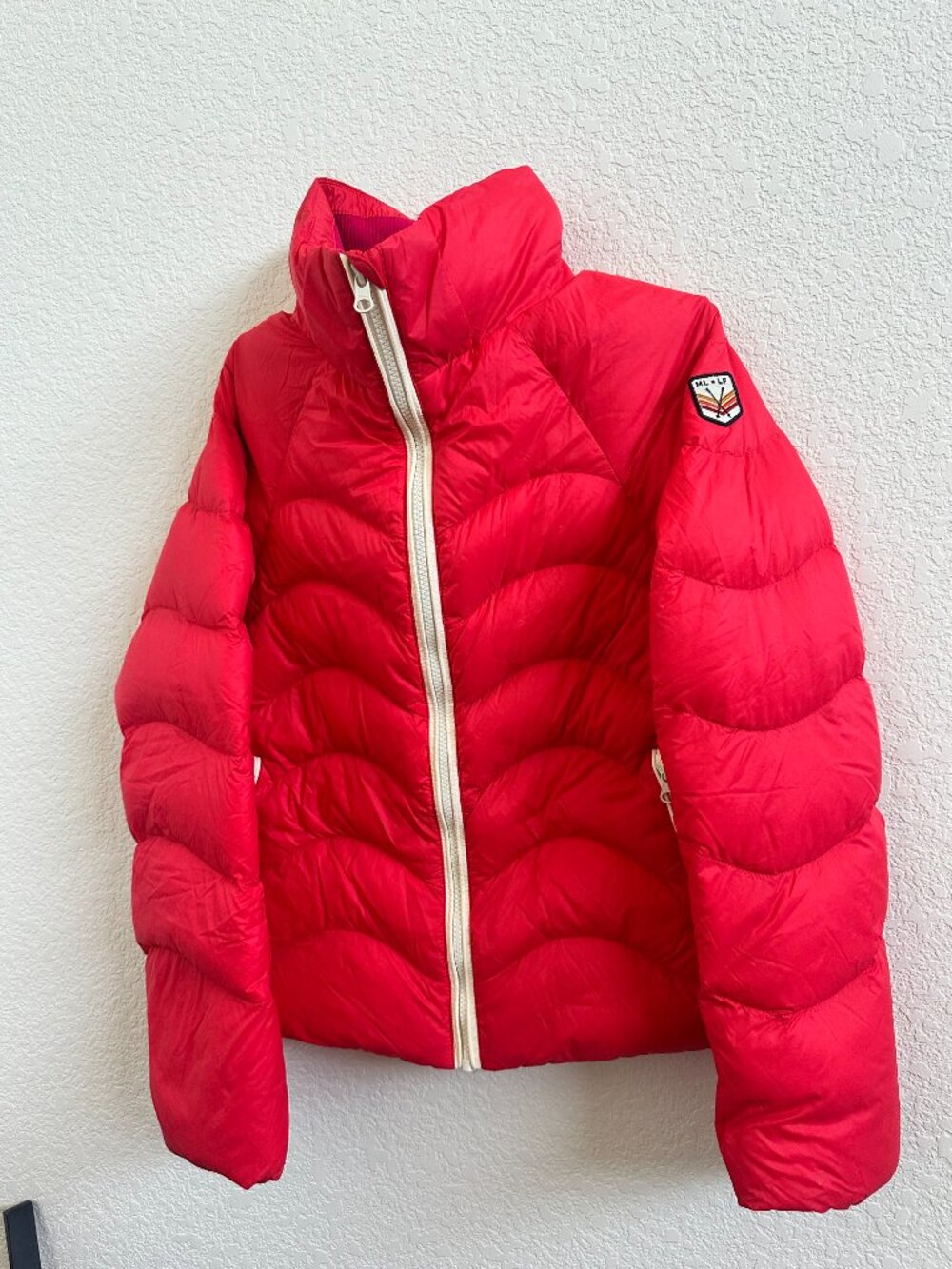 marine layer x Lost and Found, Full Zip Puffer Winter Coat, Pink, XS